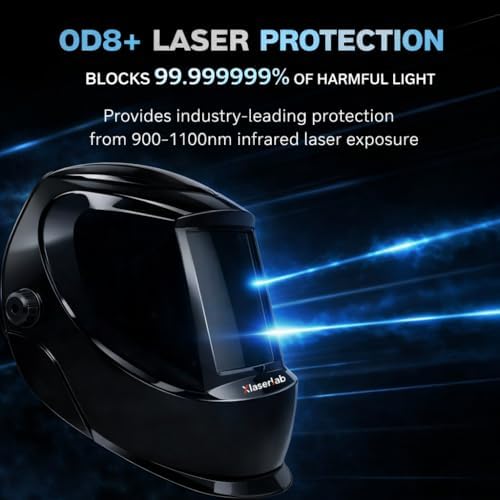 Laser Welding Helmet OD8+ – Large Viewing Area, Adjustable Fit, Infrared Protection Safety Mask for Laser Welding, Cutting, Cleaning & Marking