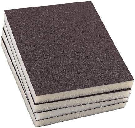 Utoolmart Sanding Sponge Sanding Blocks, 150 Grit Wet Dry Sandpaper Sponge, Washable and Reusable Sand Sponge Kit, for Kitchen Cookware Cleaning and Rust Removal of Rusted Metal, Grey, 4 Pcs