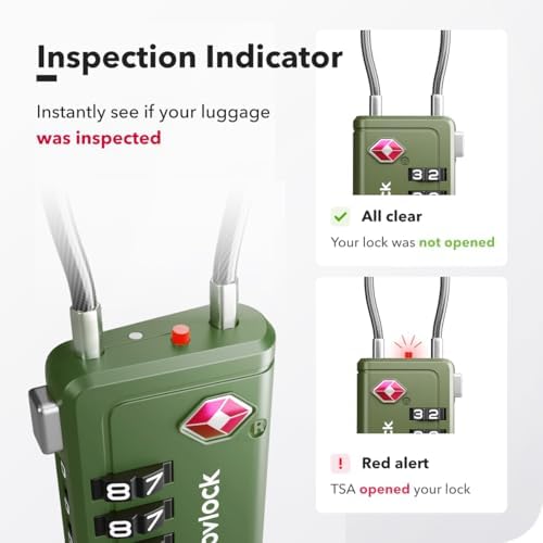 TSA Approved Luggage Locks, Travel Locks with Inspection Indicator