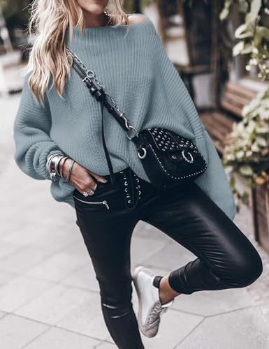 Womens Oversized Sweaters Loose Solid Casual Long Sleeve Mock Neck Knitted Jumper Tops