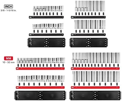 TEKTON 1/2 Inch Drive 12-Point Socket Set, 78-Piece | SHD92216 | (3/8 - 1-5/16 in., 10 - 32 mm), Shallow and Deep, Socket Rail