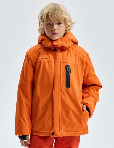 GEMYSE Boy's Waterproof Ski Snow Jacket Fleece Kids Winter Coat with Hood