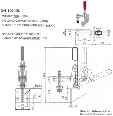 Toggle Clamps 1PC GH-101-DL Hand Tool Toggle Clamp Vertical Toggle Clamp 101DL Quick Fixture Quick clamp Quick Release Device Welding fix(GH-101-DL)