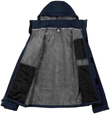 Little Donkey Andy Men's Warm Sherpa Lined Winter Softshell Jacket Windproof Mountain Ski Snow Coat with Removable Hood