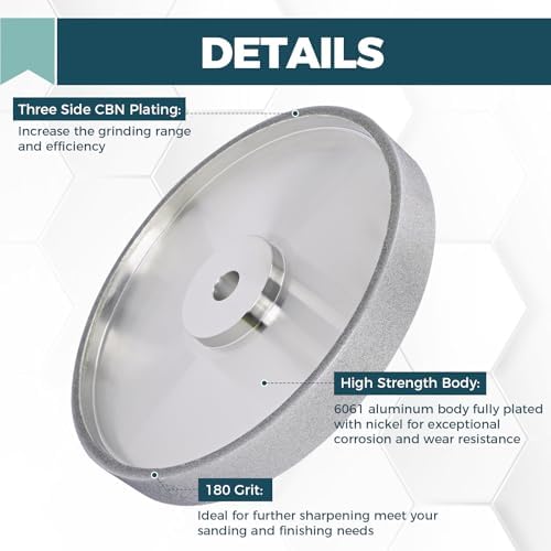 CBN Grinding Wheel 8 Inch 180 Grit, 1'' Wide, 5/8" Arbor