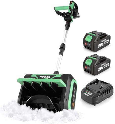 20V Electric Snow Shovel, 12 Inch Cordless Snow Blower with 2 Batteries (Mint Green)