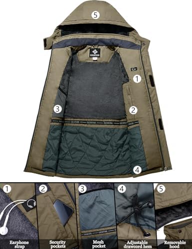 GEMYSE Men's Winter Ski Jacket Waterproof Snow Coat with Detachable Hood