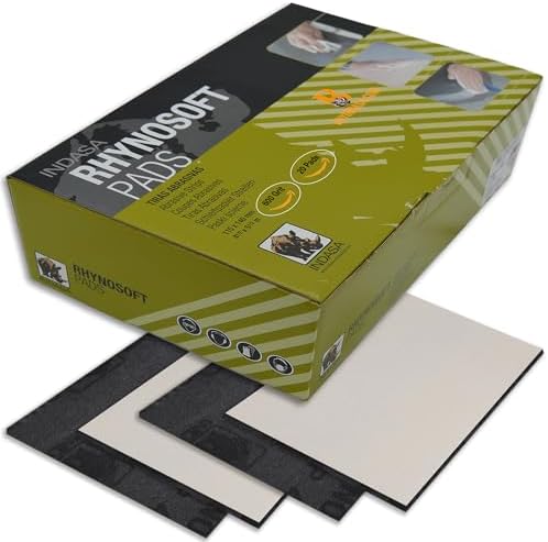 Indasa Rhynosoft Foam Sanding Pads - 4.5" x 5.5",Hook and Loop, 600 Grit, Redline, Flexible,Tear-Resistant,Ideal for Automotive,Wood,& Finishing (Pack of 20 Pads)