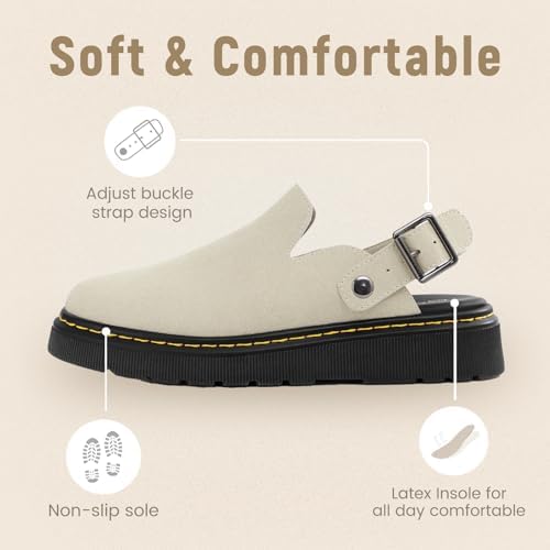 Athlefit Women's Slip On Suede Clogs with Back Strap