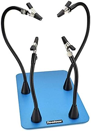 Toolour Magnetic Helping Hands Soldering Third Hand,4 Metal Arms with Adjustable Alligator,Flexible Solder Vise Clamps for Electronics Desoldering Repair Assembly Painting DIY Art Crafts Hobby