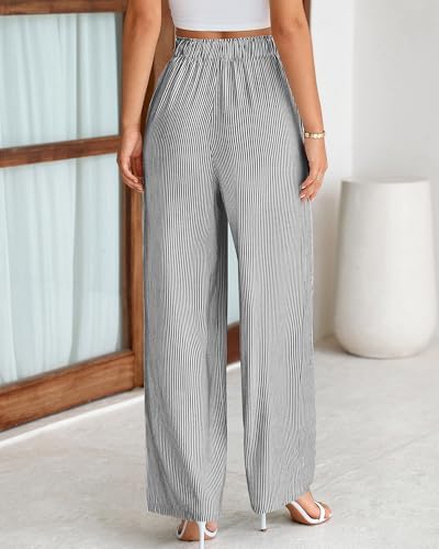 BTFBM Striped Palazzo Pants for Women Fall 2026 Wide Leg Dress Work Pants