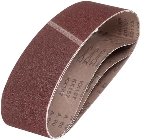 HARFINGTON 4 x 52 1/2 Inch Sanding Belts, 3 Pcs 80 Grit Aluminum Oxide Abrasive Belt Sander File Belt for Woodworking, Metal Polishing, Knife Sharpener