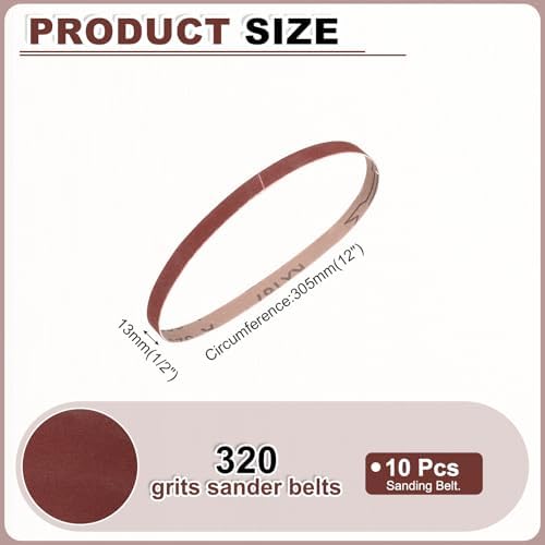 HARFINGTON 1/2 x 12 Inch Sanding Belts, 10 Pcs 320 Grits Aluminum Oxide