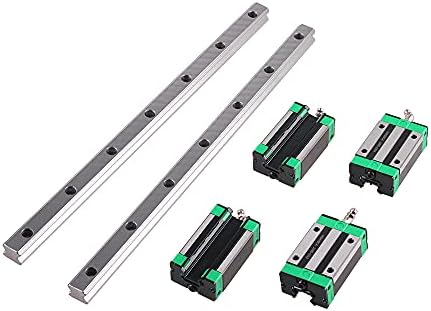 Linear Guide Rail 2 X HGR 20-600mm Linear Slide Rail + 4 X Bearing Blocks Linear Guideway Rail for DIY CNC Routers Lathes Mills