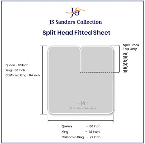 JS Sanders Collection Split Head Sheet Set Cal. King Size,Silver