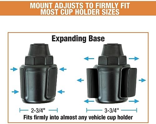 Buyers Products 1306890 SAM Universal Snow Plow Controller Cup Holder, Mount Included, Flexible Arm for Positioning, Cell Phone Holder Attachment, Expandable Cup Mounting