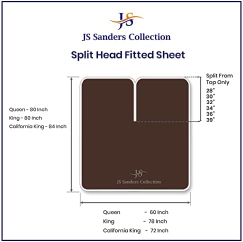 JS Sanders Collection Split Head Sheet Set Cal. King Size,Chocolate