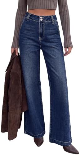 KIRUNDO Wide Leg Jeans for Women High Waisted Denim Pants