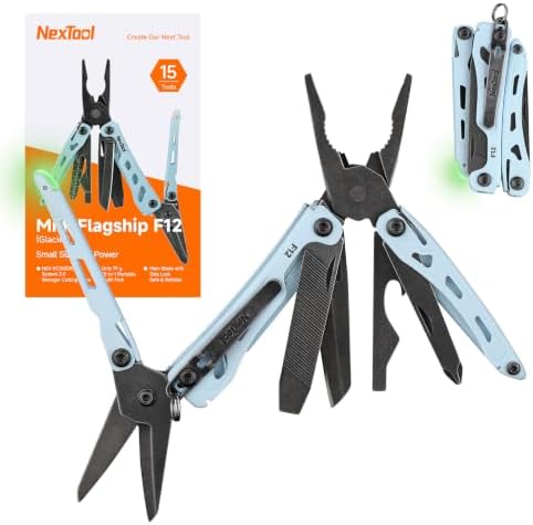 NexTool Mini Flagship F12 Keychain Multitool, Fifth Pocket Tools (Blue)
