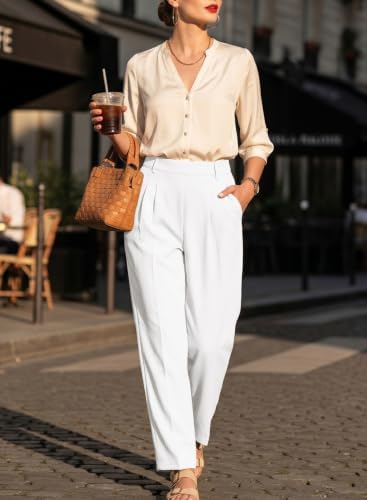 EVALESS Womens Wide Leg Barrel Pants with Pockets
