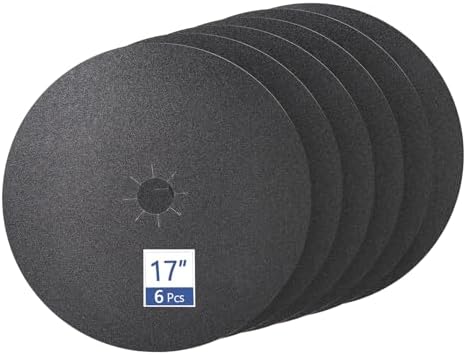 HUAALIUCHE Floor Sanding Disc Cloth-Backed Silicon Carbide，17" x 2" Holes for Concrete, Stone, 100 Grit, 6-Pack