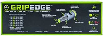 GRIPEDGE HEX Bit Socket Set | 7-PC - 3/8'' Drive Short SAE RPT Hex Driver Set | Sizes 1/8'' - 3/8'' | Made With S2 Steel | Includes Premium Aluminum Storage Rail |