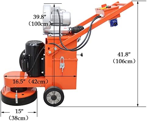 INTSUPERMAI Concrete Floor Polisher Hand-push Cement Ground Grinder Terrazzo Ground Grinding Machine Adjustable Floor Surfacing Grinder Floor Ground Polishing Machine with Vacuum Fan 220V
