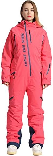 Women One Pieces Ski Suits Waterproof Warm Insulated Ski Jumpsuit Removable Hood Snowsuit for Snow Sport