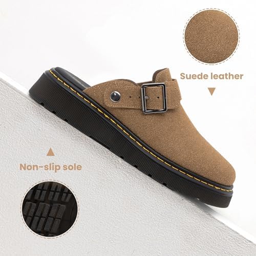 Athlefit Women's Slip On Suede Clogs with Back Strap