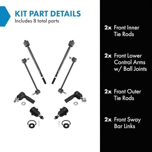 TRQ Front Steering & Suspension Kit Ball Joint Sway Bar Stabilizer Link Tie