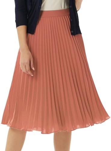 GRACE KARIN Pleated Midi Skirt for Women Chiffon A-Line Outfits
