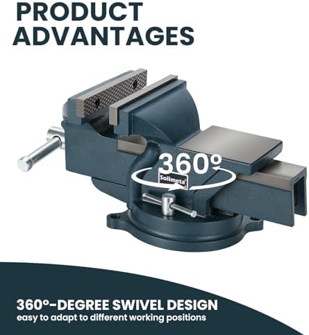 6" Heavy Duty Bench Vise with 360° Swivel Locking Base Desktop Clamp - Durable Ductile Iron Design