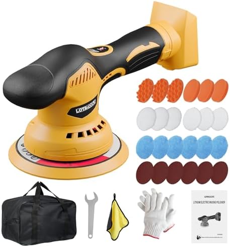 Cordless Car Polisher for Car Detailing Compatible, Yellow
