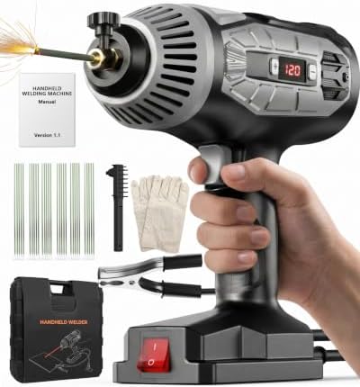 20-120A Welder, ±1A Precision Portable Welding Machine, 110V Portable Welder Handheld, IGBT Inverter Portable Welder, Stick Welder, 30pcs Rods & Carrying Case, Mechanic Gift for Men, Grey
