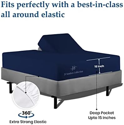 JS Sanders Collection Split Head Sheet Set Cal. King Size,Navy Blue