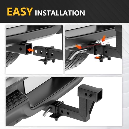 YZONA Tow Hitch 2 Inch, Trailer Hitch Extension Riser for 2-Inch Receiver, 6.6" Rise/Drop, Adjustable Lengths 5", 6", 8", 9", Solid Tube, 7500 lbs Capacity, Includes Bolt, Nut & Clip, Matte Black