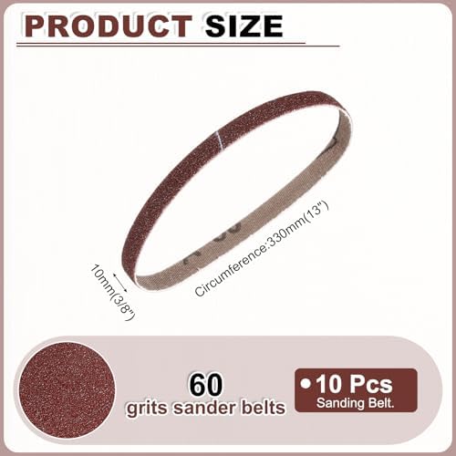 HARFINGTON 3/8 x 13 Inch Sanding Belts, 10 Pcs 60 Grits Aluminum Oxide