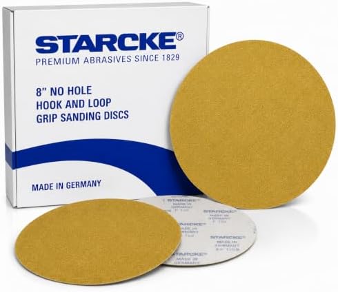 STARCKE 8 Inch No Hole Hook and Loop Grip Sanding Discs 25 Pack 80 Grit