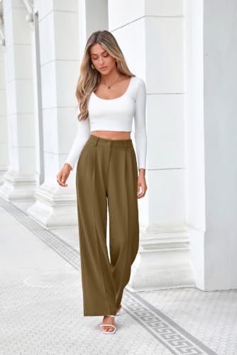 FUNYYZO Wide Leg Dress Pants for Women Work Slacks Business Casual Outfits