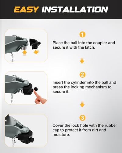 RETRUE Heavy Duty Trailer Lock for 2 5/16" Ball Hitch Coupler, Black