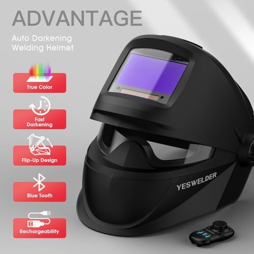 YESWELDER Bluetooth Welding Helmet, Flip-Up True Color Hood