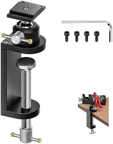 Luvan 360° Rotating Mini Bench Vise Stand, Double Locking Heavy-Duty Table Vise Stand with Enhanced Clamping Force, Adjustable Angle Vise Bracket Table Clamp Stand with Swivel Base for Fractal Vise ﻿