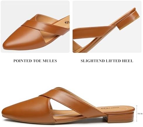 Rekayla Women's Mules Closed Pointed Toe Flats Backless Loafers Shoes for Women