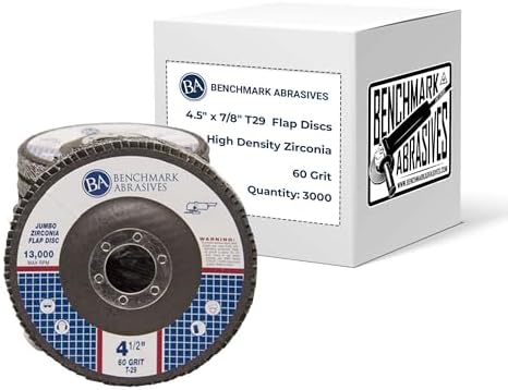 Benchmark Abrasives 4.5" x 7/8" Zirconia Type 29 Flap Discs, 60 Grit