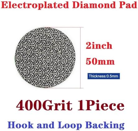 Electroplated Diamond Sanding Paper Sheet Pad,400Grit 2inch 50mm Grinding Sandpaper Pad Hook and Loop Backing for Metal Glass Porcelain Ceramic Hand Polishing & Trimming (1 Piece)
