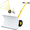Outvita Snow Shovel with Wheels, 29" Wide 18" Long, White & Yellow