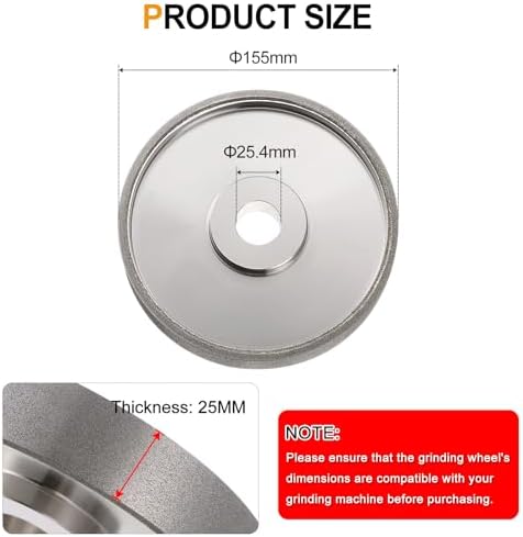 HARFINGTON Diamond Lapidary Wheel 6 Inch x 1 Inch Arbor Hole Grit: 180 Grinding Wheels for Stone, Marble, Glass, Ceramics, Crystal, Carbide, Steel