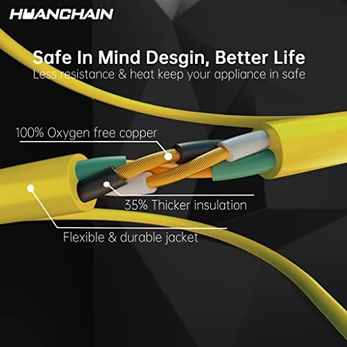 HUANCHAIN Indoor Outdoor Yellow Extension Cord 50 FT Waterproof 16/3 Gauge
