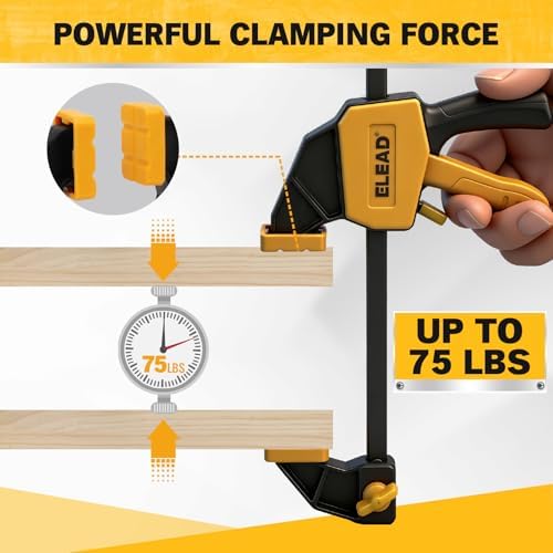 6" Mini Bar Clamps for Woodworking, 2-Piece One-Handed F Clamp/Spreader, 75LBS Load Limit Wood Clamp, Quick Release Grip Clamps for Table Wood Working, Light-duty Tools