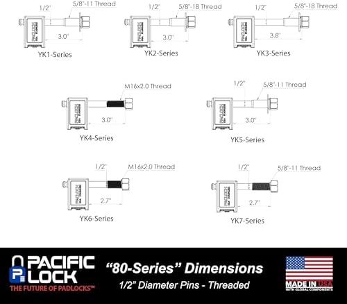 PACLOCK's 80-Series Trailer Hitch Lock, UCS, 225" Pin, High Performance 6-Pin Cylinder, Keyed Differently w/ 2 Keys, Blue